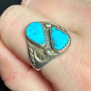 Vintage Navajo Molly & Bob Lincoln Turquoise Ring size 10